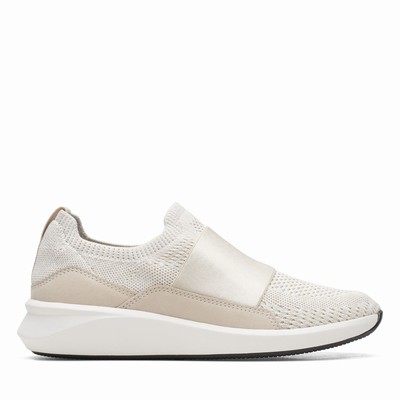 Baskets Clarks Un Rio Knit Femme Blanche | W8MBQK7L