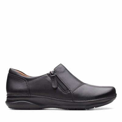 Chaussures Plates Clarks Appley Zip Femme Noir | UKOTJWED