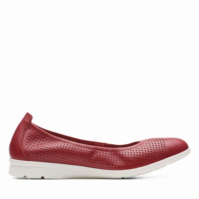 Chaussures Plates Clarks Jenette Ease Femme Rouge | WO497HZI