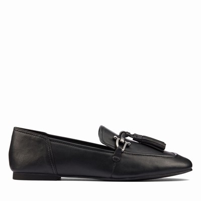 Chaussures Plates Clarks Pure 2 Tassel Femme Noir | 7BL9OXTR