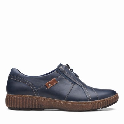 Sandales Clarks Magnolia Zip Femme Bleu Marine | IRFGZSG6