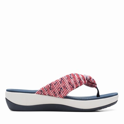 Tong Clarks Arla Glison Femme Rouge Blanche Bleu | 1WS8O90G