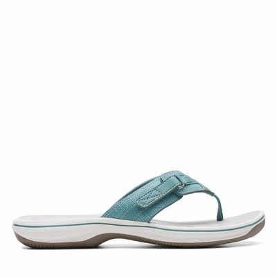 Tong Clarks Breeze Sea Femme Turquoise | PRLKA1EJ