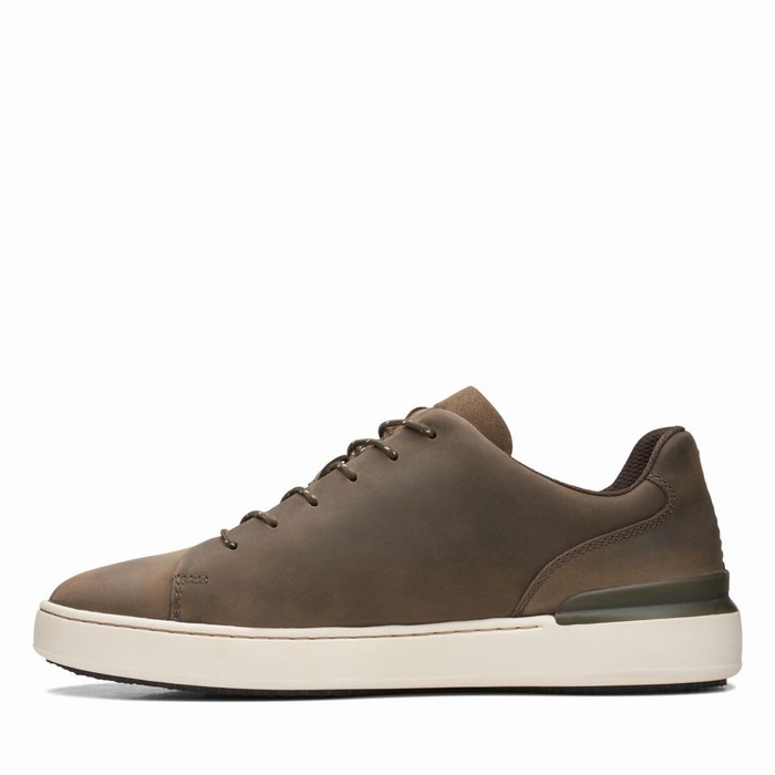 Baskets Clarks Court Lite Dentelle Homme Vert Olive | 0ILQK4AG