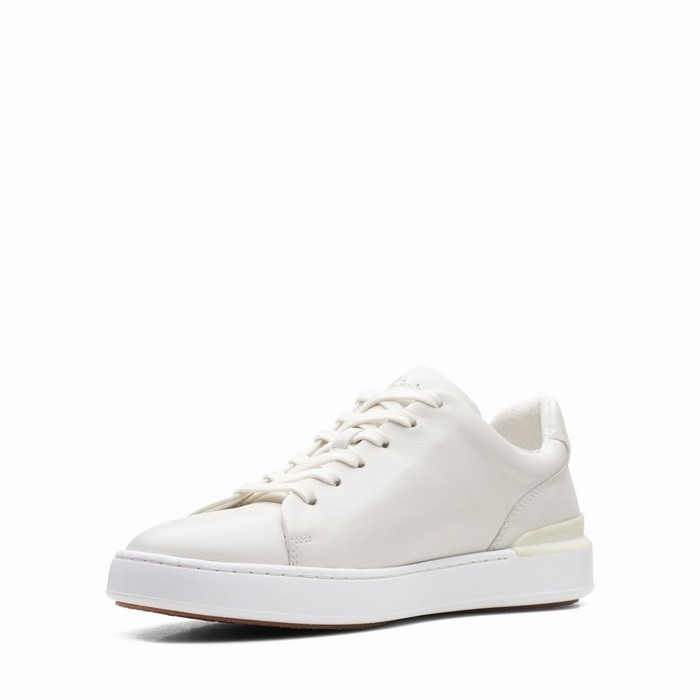 Baskets Clarks Court Lite Dentelle Homme Blanche | BQKHAMFC