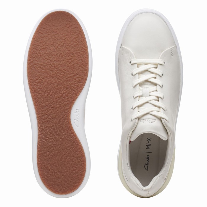 Baskets Clarks Court Lite Dentelle Homme Blanche | BQKHAMFC