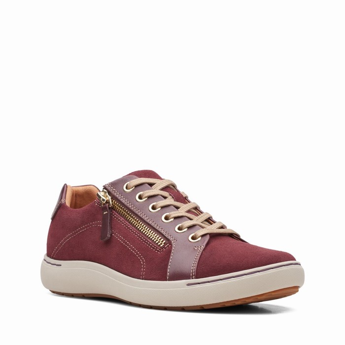 Baskets Clarks Nalle Dentelle Femme Bordeaux | AQVJKYMF