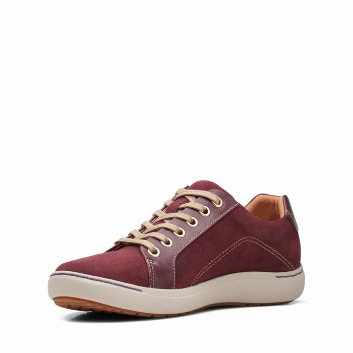 Baskets Clarks Nalle Dentelle Femme Bordeaux | AQVJKYMF