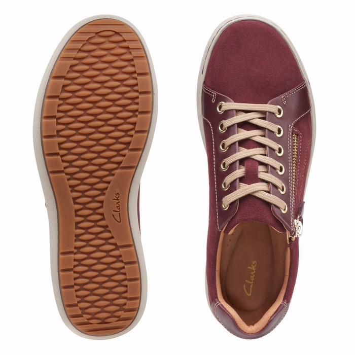 Baskets Clarks Nalle Dentelle Femme Bordeaux | AQVJKYMF