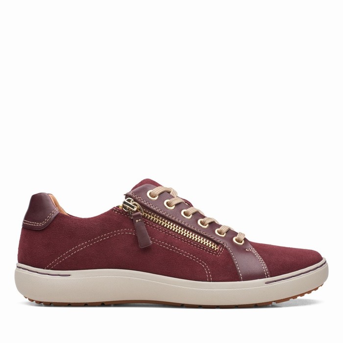 Baskets Clarks Nalle Dentelle Femme Bordeaux | AQVJKYMF