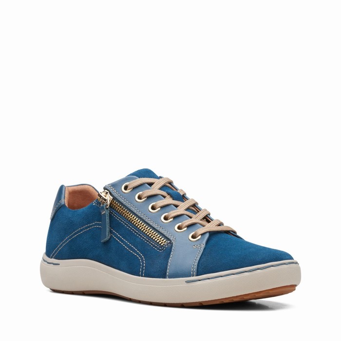 Baskets Clarks Nalle Dentelle Femme Turquoise | HWIXLMUP