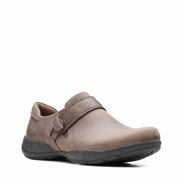 Baskets Clarks Roseville Dot Femme Grise Foncé Marron | FEMVA8WC