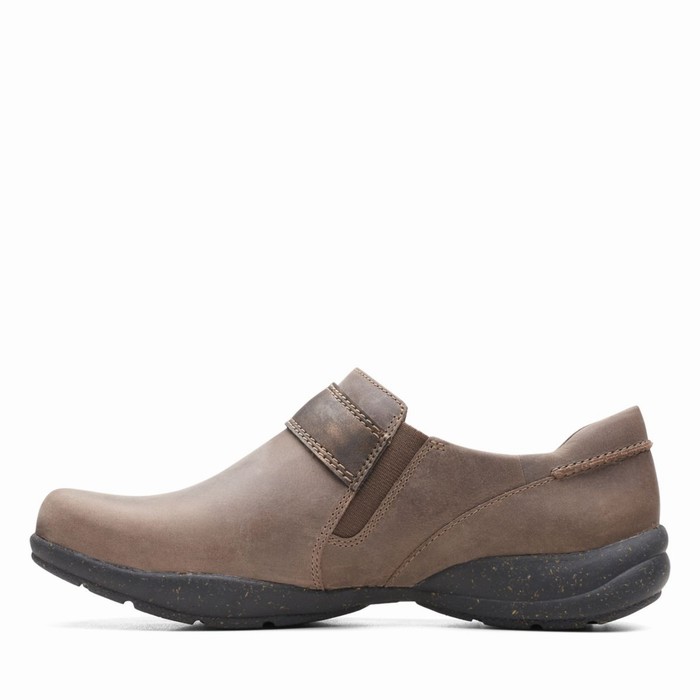 Baskets Clarks Roseville Dot Femme Grise Foncé Marron | FEMVA8WC