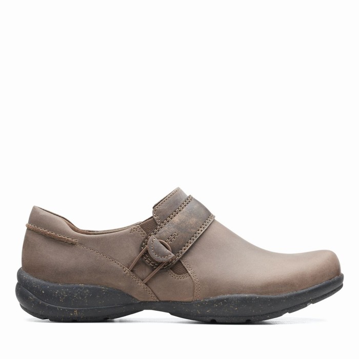 Baskets Clarks Roseville Dot Femme Grise Foncé Marron | FEMVA8WC