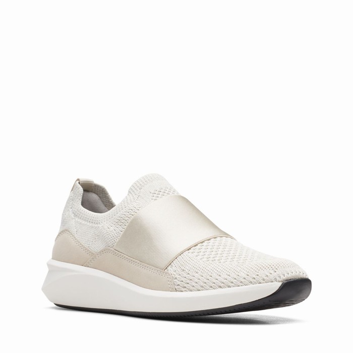 Baskets Clarks Un Rio Knit Femme Blanche | W8MBQK7L