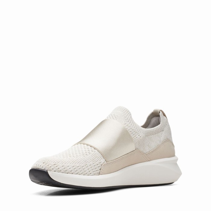 Baskets Clarks Un Rio Knit Femme Blanche | W8MBQK7L