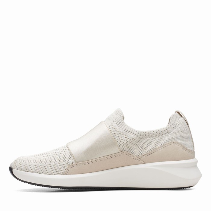 Baskets Clarks Un Rio Knit Femme Blanche | W8MBQK7L