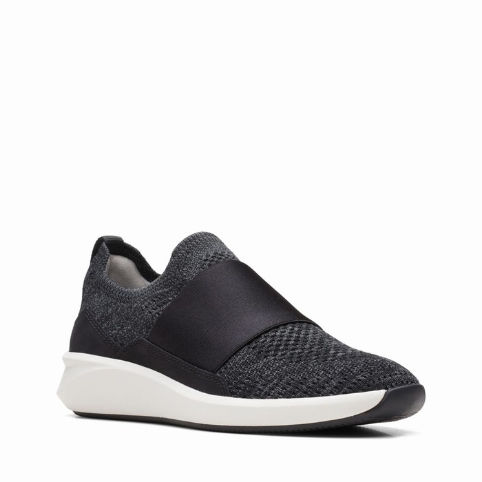 Baskets Clarks Un Rio Knit Femme Noir | Q3GXLVAW