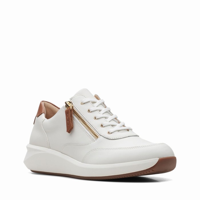 Baskets Clarks Un Rio Zip Femme Blanche | ICGDU1KE