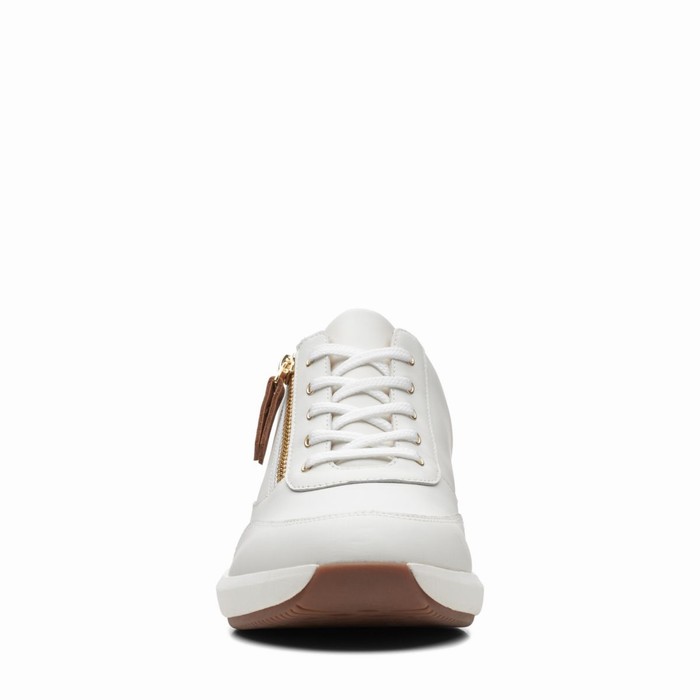 Baskets Clarks Un Rio Zip Femme Blanche | ICGDU1KE