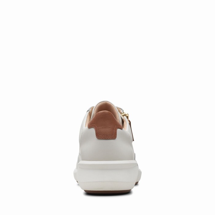 Baskets Clarks Un Rio Zip Femme Blanche | ICGDU1KE