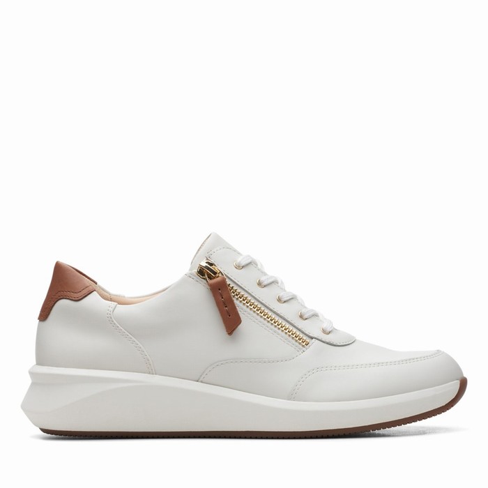 Baskets Clarks Un Rio Zip Femme Blanche | ICGDU1KE