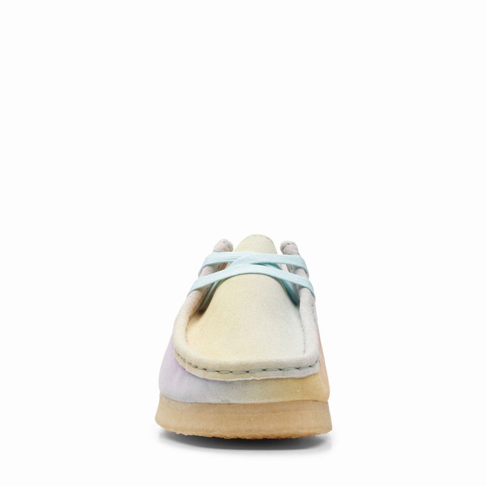 Baskets Clarks Wallabee Femme Blanche Bleu | DHOT4XUC