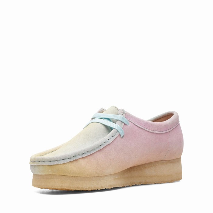 Baskets Clarks Wallabee Femme Blanche Bleu | DHOT4XUC