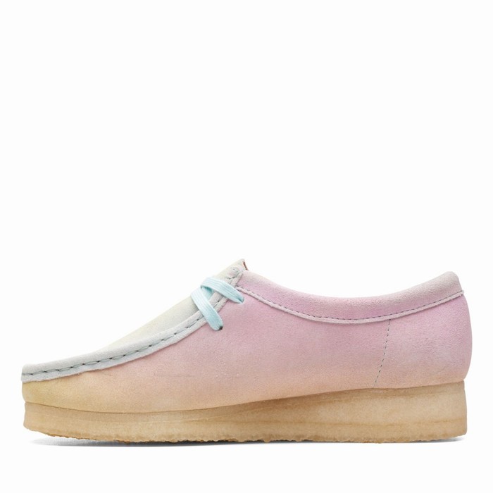 Baskets Clarks Wallabee Femme Blanche Bleu | DHOT4XUC