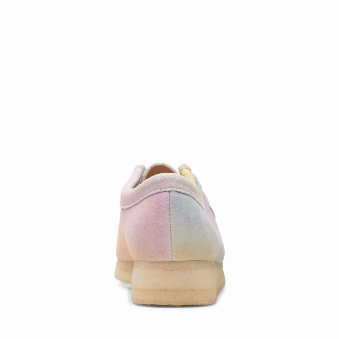 Baskets Clarks Wallabee Femme Blanche Bleu | DHOT4XUC