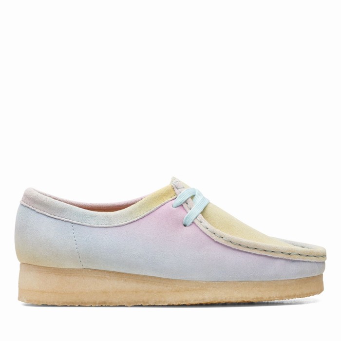 Baskets Clarks Wallabee Femme Blanche Bleu | DHOT4XUC