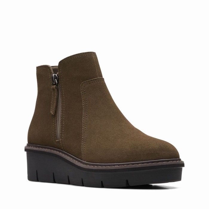 Bottes Clarks Airabell Zip Femme Vert Olive Foncé | EYV4U7FD