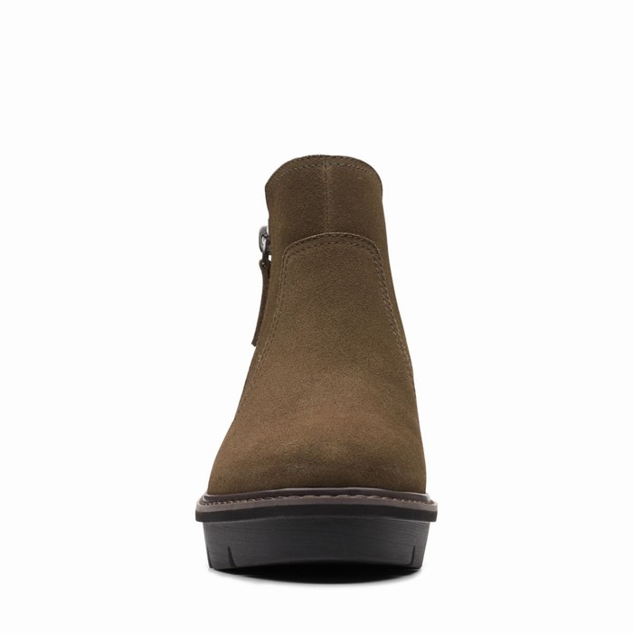 Bottes Clarks Airabell Zip Femme Vert Olive Foncé | EYV4U7FD