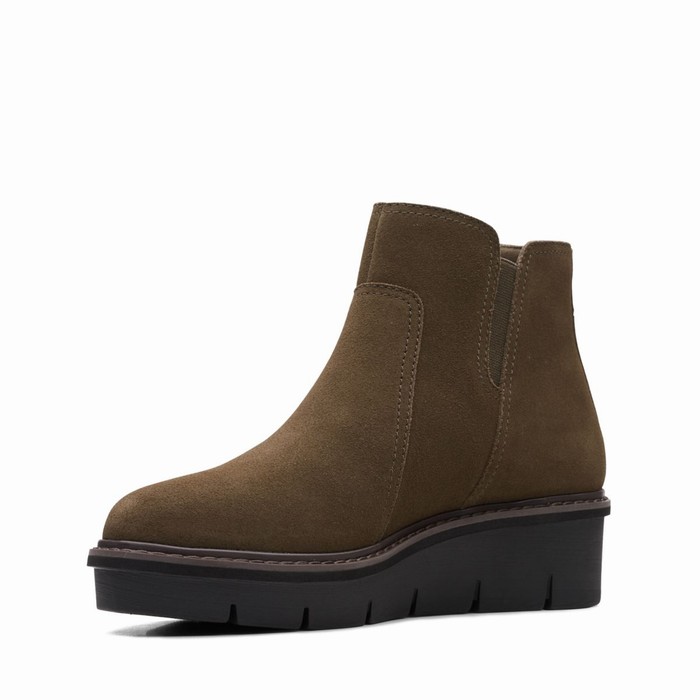 Bottes Clarks Airabell Zip Femme Vert Olive Foncé | EYV4U7FD