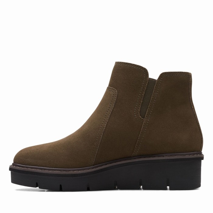 Bottes Clarks Airabell Zip Femme Vert Olive Foncé | EYV4U7FD