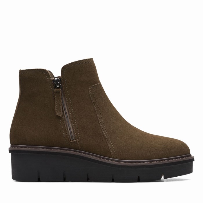 Bottes Clarks Airabell Zip Femme Vert Olive Foncé | EYV4U7FD