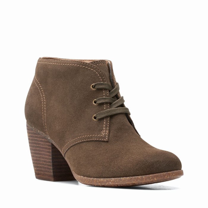 Bottes Clarks Bergen Dentelle Femme Vert Olive Foncé | 15VYXYFJ