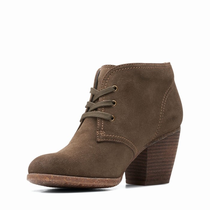 Bottes Clarks Bergen Dentelle Femme Vert Olive Foncé | 15VYXYFJ