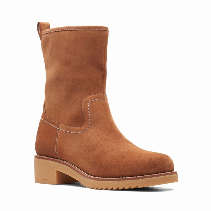 Bottes Clarks Eden Mid Hi Femme Marron Foncé | 9HEABXEB