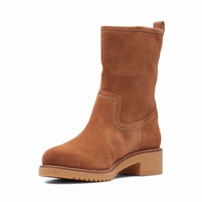 Bottes Clarks Eden Mid Hi Femme Marron Foncé | 9HEABXEB