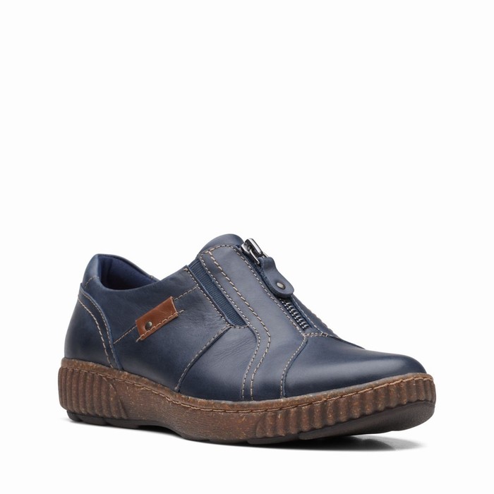 Bottes Clarks Magnolia Zip Femme Bleu Marine | BXZUL6IP