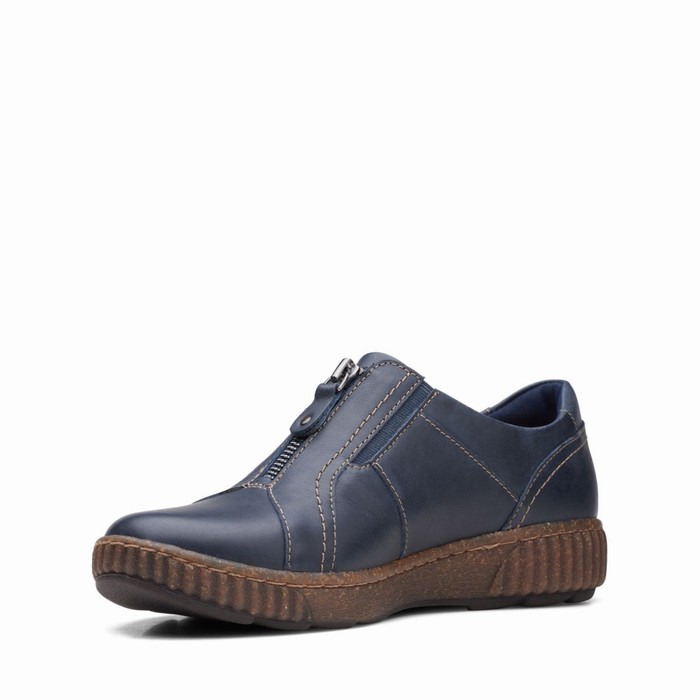 Bottes Clarks Magnolia Zip Femme Bleu Marine | BXZUL6IP