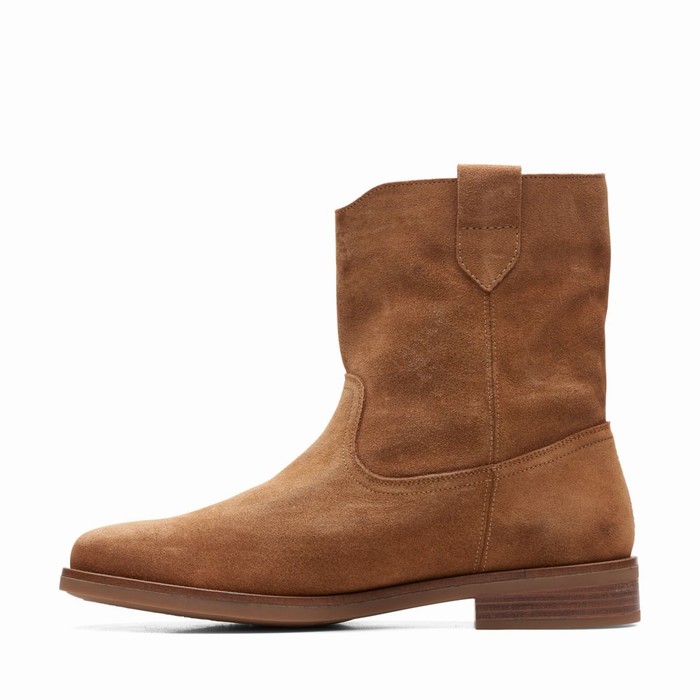 Bottes Clarks Memi Mid Femme Marron | QJWAR7MF