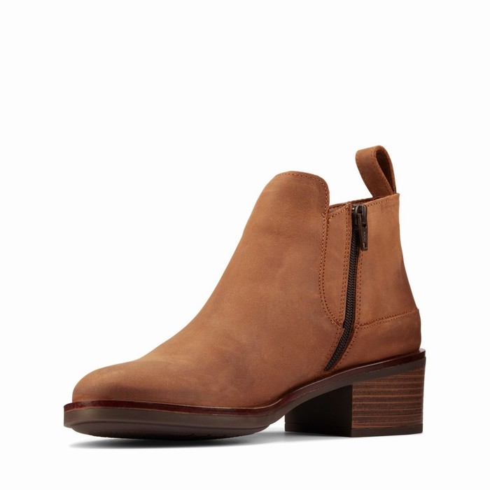 Bottes Clarks Memi Zip Femme Marron Foncé | XMGXQFDR