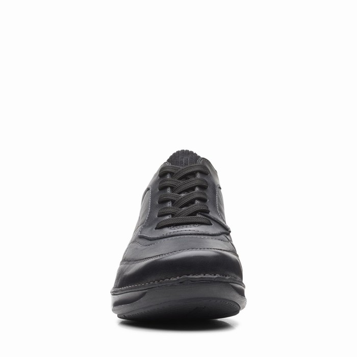 Chaussures Plates Clarks Appley Tie Femme Noir | 0JENYB6L