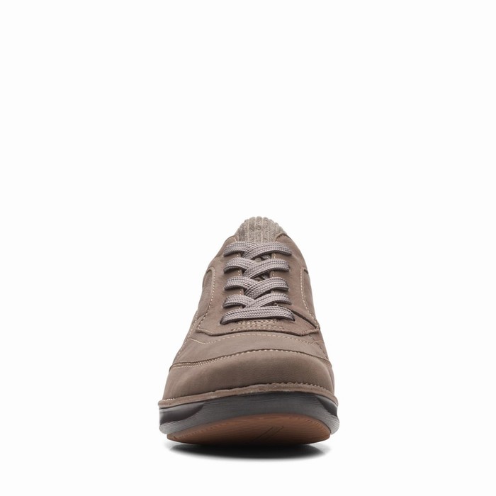 Chaussures Plates Clarks Appley Tie Femme Grise Marron | 9A84XQYE