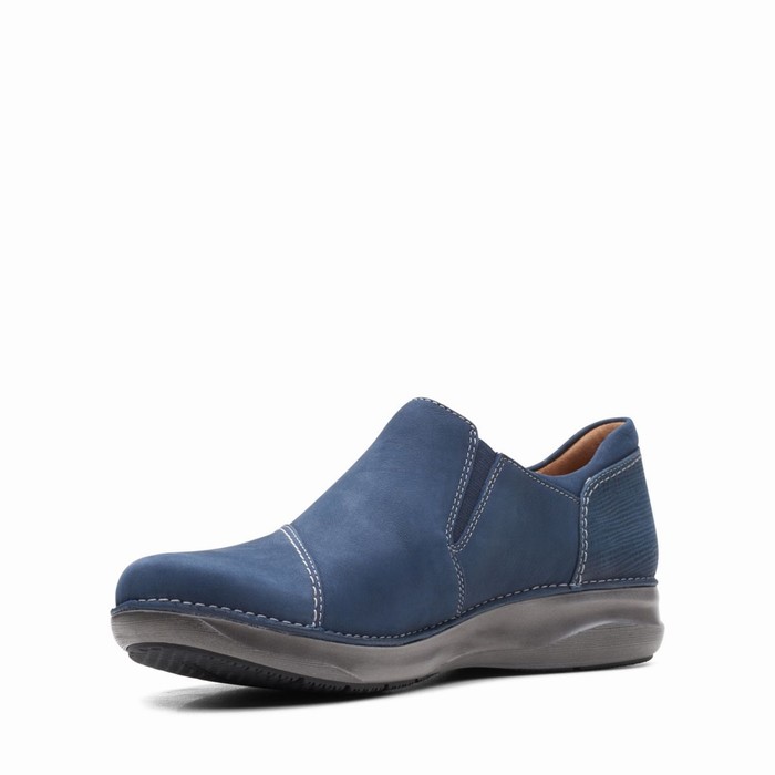 Chaussures Plates Clarks Appley Zip Femme Bleu Marine | CNXBP0VY