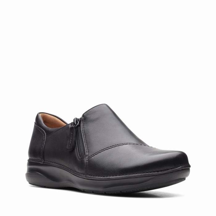 Chaussures Plates Clarks Appley Zip Femme Noir | UKOTJWED