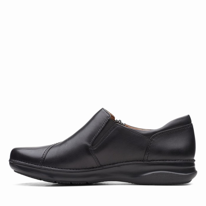 Chaussures Plates Clarks Appley Zip Femme Noir | UKOTJWED