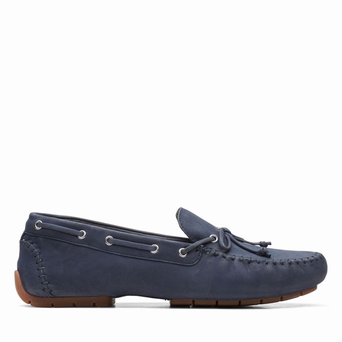 Chaussures Plates Clarks C Mocc Tie Femme Bleu Marine | 8CHZPLIJ